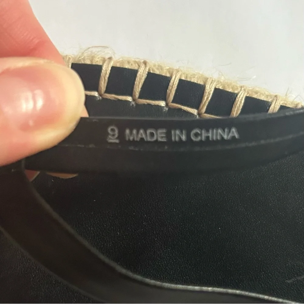 Aerie American Eagle Black Espadrille Flip Flops Thong Sandals Vacation Sz 9 EUC
